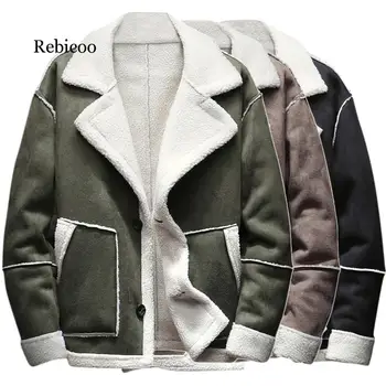 

2019 autumn and winter new men's jacket warm casual waterproof jacket loose strap sleeves thick wool sneakers baseball jacket