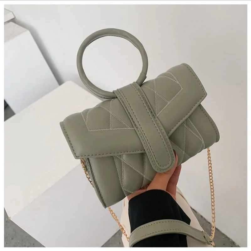 

French niche bag 2019 new texture popular shoulder bag rhombus embroidery diagonal diagonal bag net red same handbag