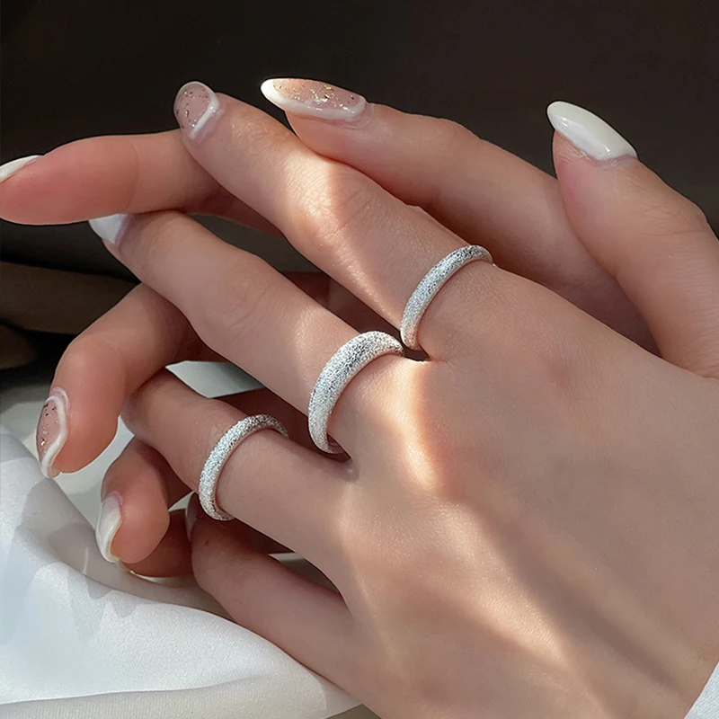 

Shiny 925 Sterling Silver Index Finger Open Ring Adjustable Frosted Sense Ring Female Fashion Personality Jewelry Wedding Gift