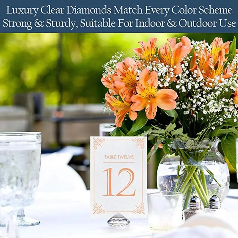 

2020 New 30Pcs Acrylic Diamond Table Number Name Card Holder Party Wedding Table Decor