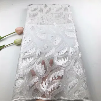 

2020 high quality French Nigerian sequins net lace,African tulle mesh sequence lace fabric for party dress 5yards/lot hs15-93