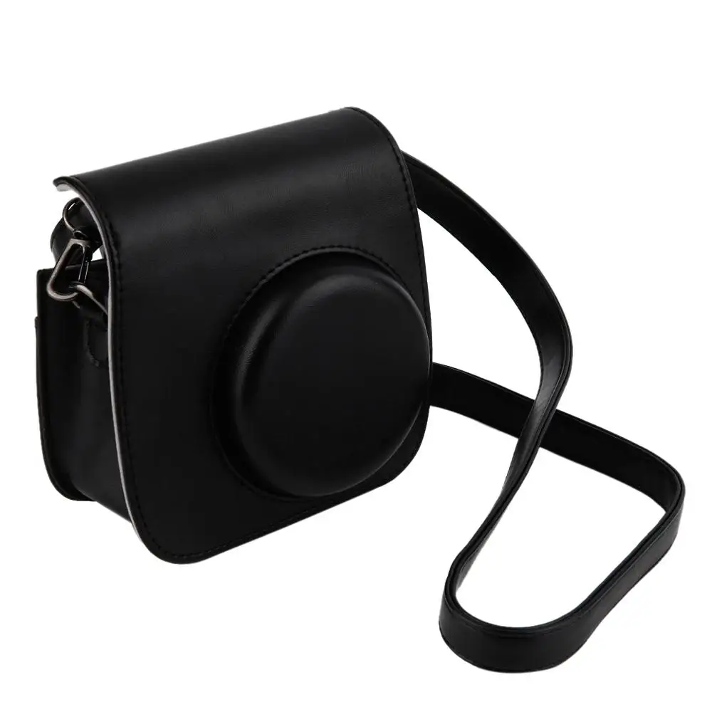 Для Fujifilm Instax Mini 8 camera Mini 8 Plus 9 PU кожаный чехол с плечевым ремнем/прозрачный Кристальный Твердый защитный чехол - Цвет: Black