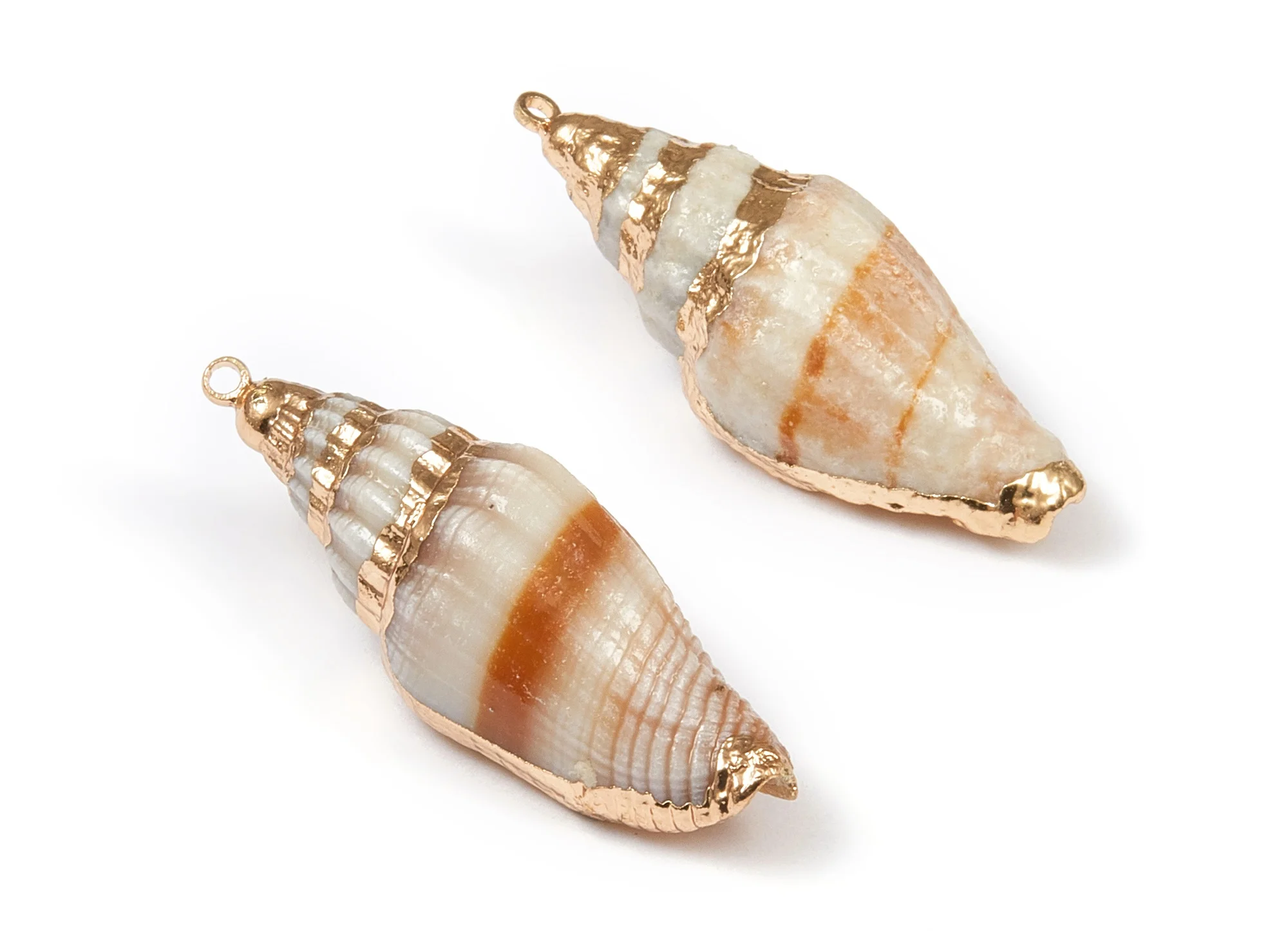 

Whelk Seashell Charms - Seashell Earrings and Pendant - Gold Tone Plated Earrings - 4pcs/lot - 26.92x8.52mm - SF1105