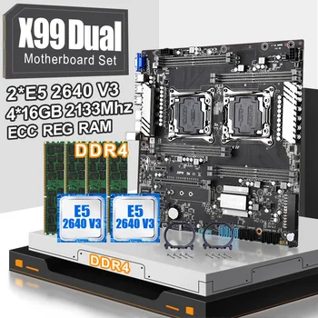 

JINGSHA X99 dual motherboard set with 2pcs XEON E5 2640V3 8-Cores CPU processor and 4*16gb ddr4 ecc reg 2133mhz RAM