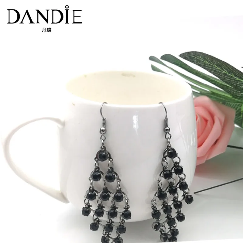 Женские акриловые серьги подвески Dandie черные стразы бесплатная доставка|beaded drop
