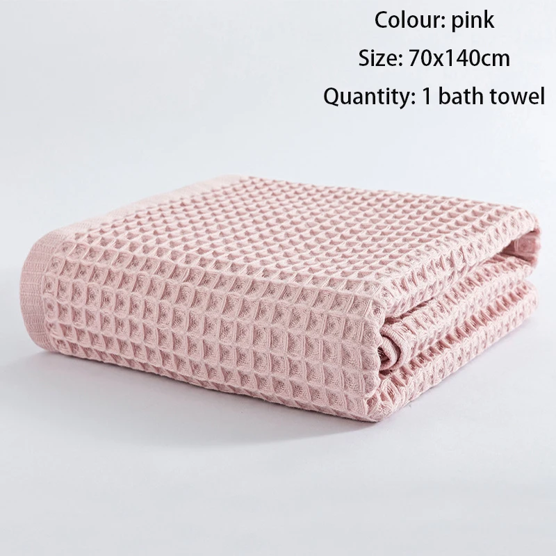 70x140 см, банное полотенце для взрослых, хлопок, микрофибра, вафельное банное полотенце, мягкое и удобное впитывающее полотенце, домашнее банное полотенце - Цвет: pink 2
