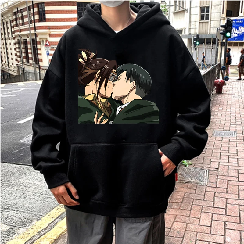 Sudadera con capucha Attack on Titan para hombre, suéter informal cálido con estampado de dibujos animados, Harajuku, de gran tamaño, de invierno - AliExpress Ropa de hombre