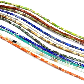 

82pcs Natural Stone Loose Beads Strip Shaped Beads for Jewelry Making Necklace Bracelet Accessories Gift for Women Size 2x2x4mm