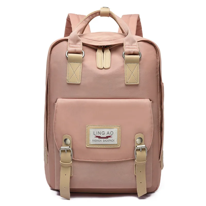 Водонепроницаемый нейлон Лоскутные женские рюкзаки холщовый рюкзак для ноутбука школьная сумка для подростков девочек дорожные Рюкзаки Женские Mochilas - Цвет: Pink