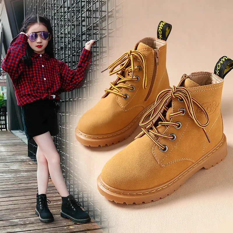

CHILDREN'S Shoes Worker Boots Men's 2019 Autumn And Winter New Style Big Boy Side Zipper Martin Boots British Style Girls Casual