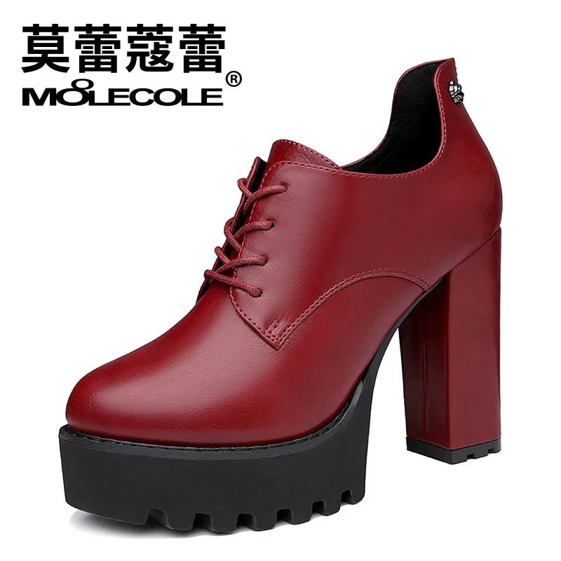 

Moolecole 2019 Autumn New Style High-Heel Lace-up Casual Short Boots Chunky Heel Waterproof Platform Women's Singles Shoe 72390
