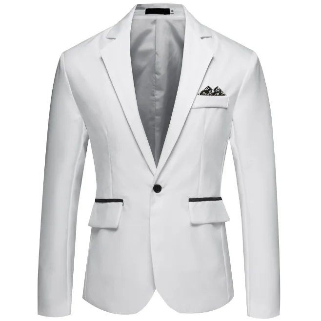 HEFLASHOR, мужской формальный приталенный деловой костюм, костюм на одной пуговице, длинный рукав, зубчатый Блейзер, Мужской Хлопковый пиджак - Цвет: white