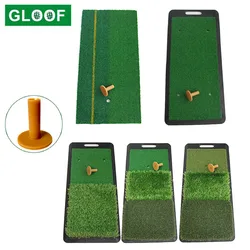 1 Set Hangable Golf Chipping Practice Mat Portable Training Aids Indoor Outdoor Garden Office Hitting Pad with Rubber Tee
