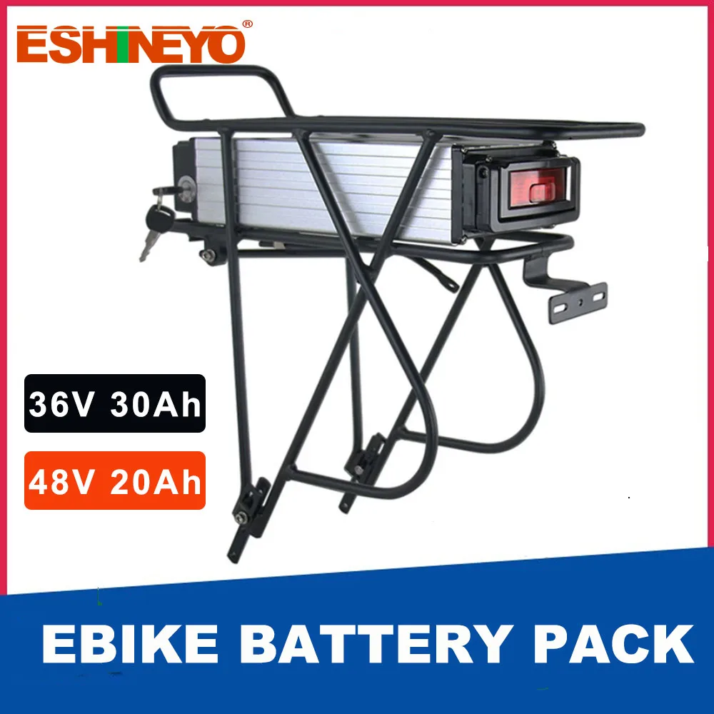 Rear Rack ebike Battery Pack 36V 48V 15Ah 20Ah 25Ah 30Ah 18650 Lithium