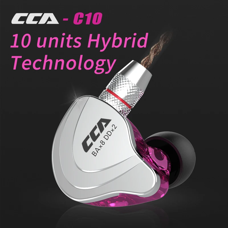 CCA C10 4BA+ 1DD гибридные наушники-вкладыши HIFI монитор DJ спортивные наушники для бега 5 приводов гарнитура съемный Отсоединяемый 2PIN кабель