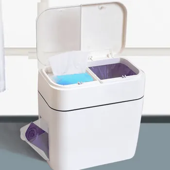 

Multifunction Bathroom Waste Bin with Bag Storage Tissue Box Office Dustbin Kitchen Trash Can Plastic Bucket Round Tin Container