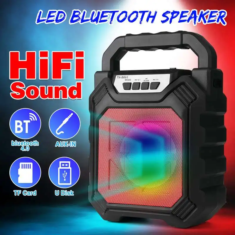 Портативный bluetooth беспроводной динамик Hifi бас динамик 1200 мАч музыкальный плеер громкий динамик коробка Поддержка TF карта FM радио Aux в 3,5 мм