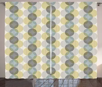 

Circle Curtains Flower of Life Design Vintage Fifties Midcentury Atomic Art Movement Inspired Living Room Bedroom Window Drapes