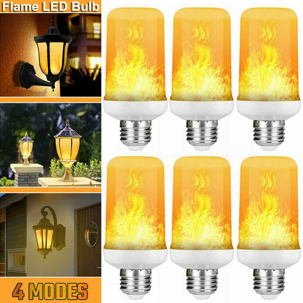 

2/4/6Pcs/Lot Four Modes 3W E27 Flame Bulb 85-265V LED Flame Effective Fire Bulbs Flickering Emulation Decor LED Lamp