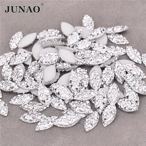 Silver JUNAO 100 шт 7x15 мм серебряные хрустальные аппликации со стразами Плоские наклейки со стразами Стразы не горячей фиксации алмаз для рукоделия - Цвет: Silver