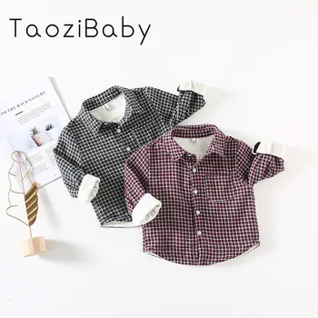 

Kids Shirt Autumn And Winter South Korea New Fashion Plush Plaid Boy's Shirt Single Breasted Baby Cotton Children's Shirt