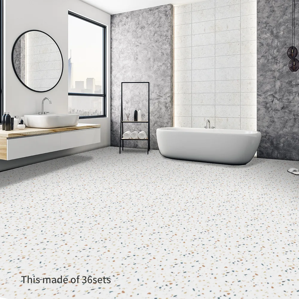 Environmental Protection PVC Refurbished Floor Sticking Waterproof American Rural Self-adhesive Geometric Terrazzo Thickening