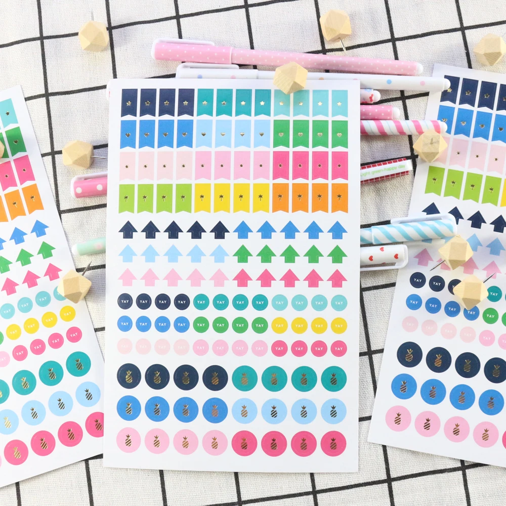 Domikee cute gold foil office school traveler journal index label sticker diary planner decorative DIY stationery 4sheet | Канцтовары