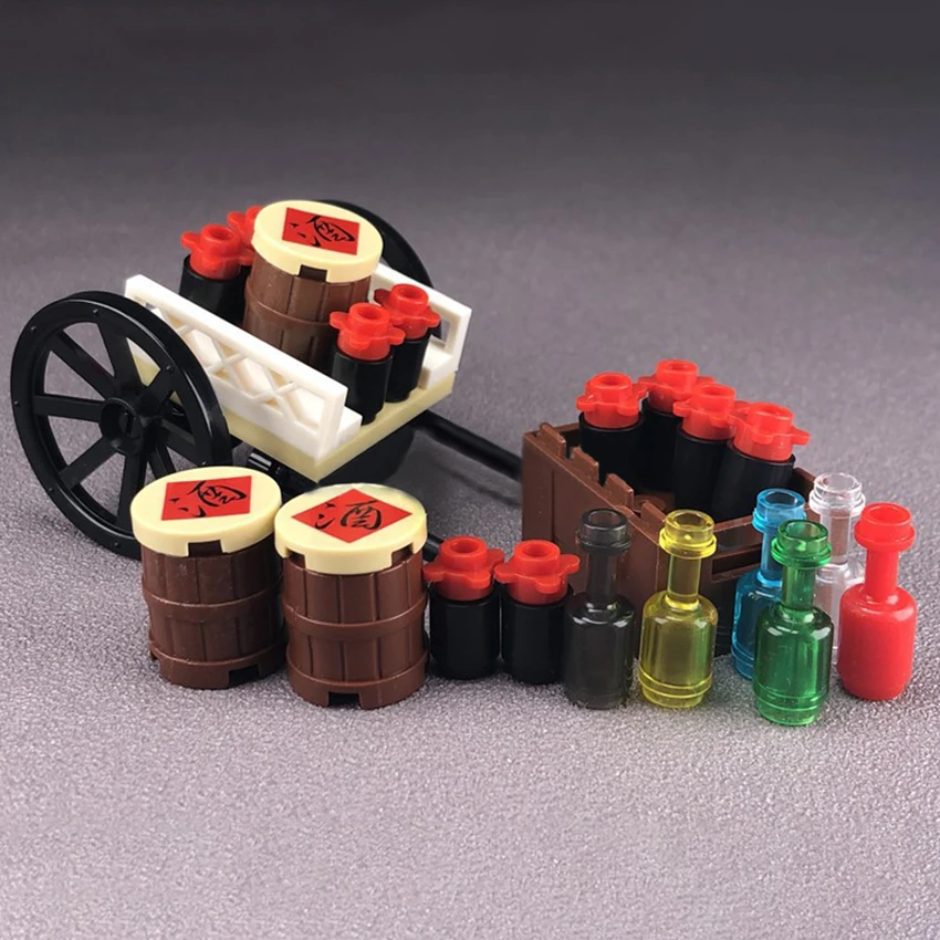 Compatible with Legoings Wine cart White Horse Animal Car Building Blocks MOC City Street Accessories Bricks Kits DIY Toys Gifts (5)