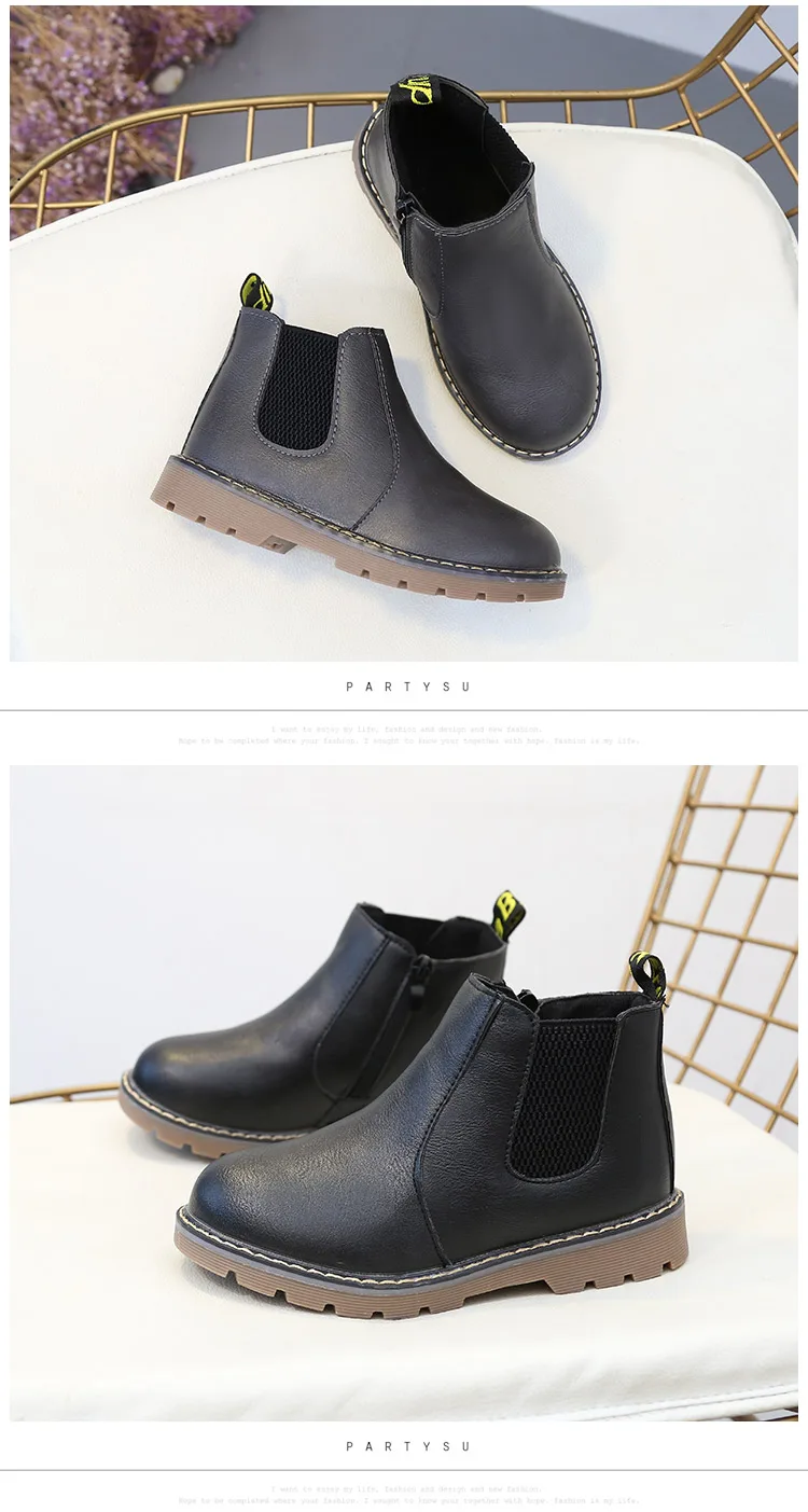 SKOEX Childrens Boots Fur Lined Boys Girls Waterproof Side Zipper Short Ankle Snow Boots Winter Shoes Kids Baby Martin Booties