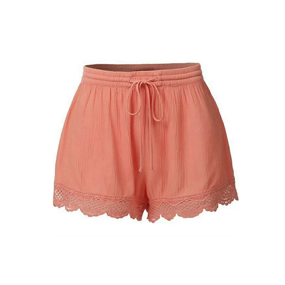 Orange shorts Летние женские шорты, Feminino, на шнуровке, размера плюс, короткие, mujer, с завязками, эластичные, модные, femme, дышащие шорты - Цвет: Orange shorts