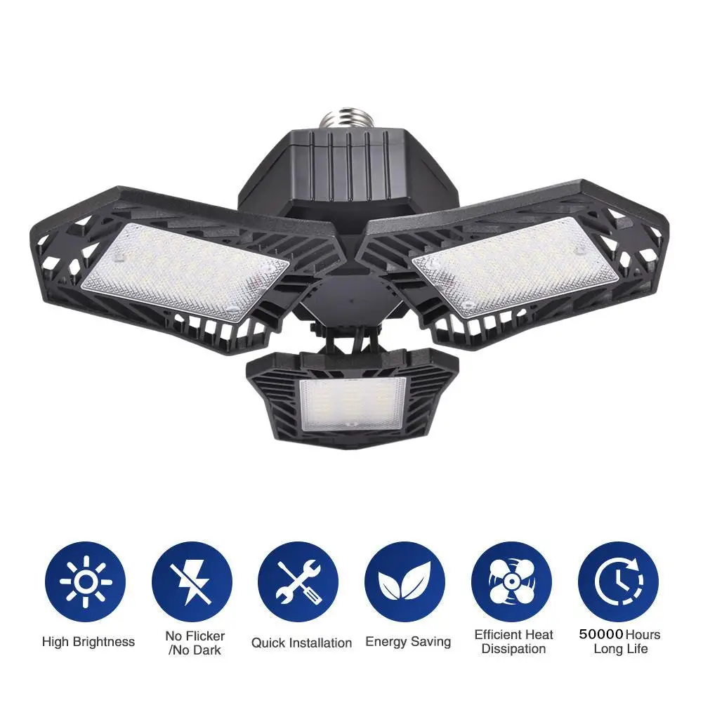 

2pcs 100w LED Garage Light E27 Deformation Ceiling Light E26 Adjustable Angle Industrial Lamp For Workshop Warehouse 85-265v