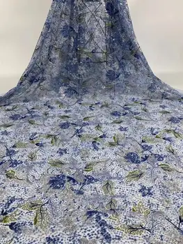 

newest muti color sequin Modern design French net lace fabric African sequins lace embroidery tulle lace fabric for party dress