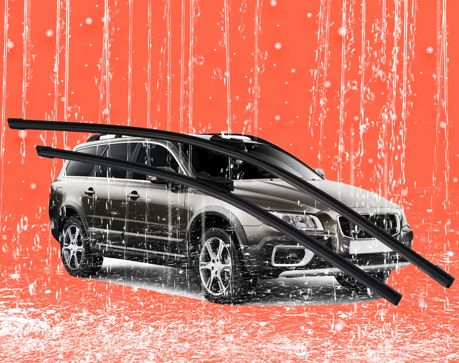 

2 pcs Front Windshield Bracketless Wiper Blades Set 26"+20" Fit for Volvo XC70 V50 V60 V70 XC60 ONLY PUSH BUTTON STYLE CLIP