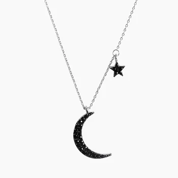 

Black Rhinestone Star Moon Pendants Neckalces Female Girls Korean Simple Fashion Jewelry Choker Necklace Dropshipping