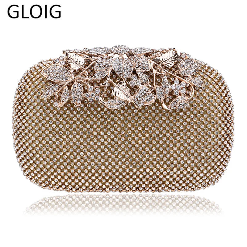 Роскошный женский клатч GLOIG серебристого/золотистого/черного цвета свадебные