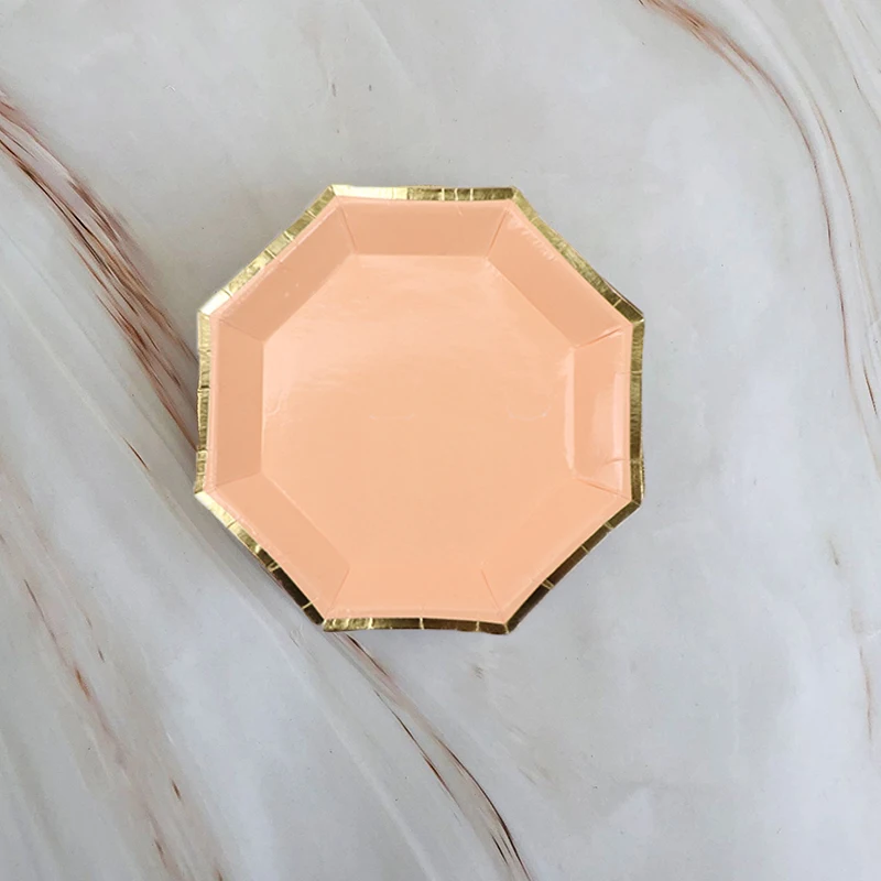 10cm Small plate Золотая фольга, розовый, для дня рождения, свадьбы, Декор, блюдо для торта, одноразовая посуда, набор, вечерние принадлежности, бумажная тарелка, чашка для детского душа - Цвет: 10cm Small plate