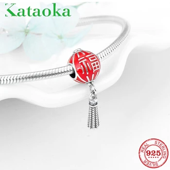 

New blessing Red Enamel Good luck Beads 925 Sterling Silver Fit Original European Charm Bracelet Bangles DIY Jewelry making