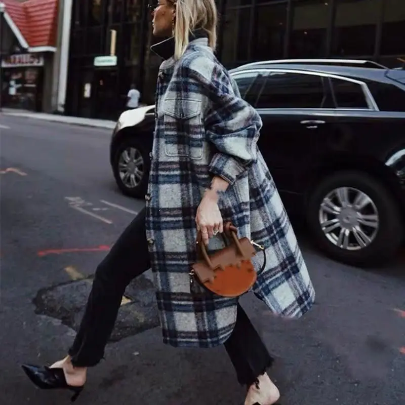 

2019 Women Winter Coats & Jackets Long Large Size Brushed Pocket Wool Women's Wool & Blends Jackets