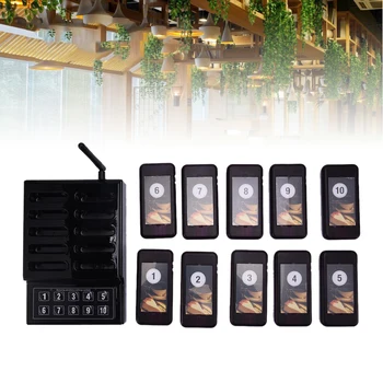 

1 Transmitter + 10 Pagers Wireless 433.92MHz Guest Paging Queuing System For Restaurant Clinic Church Cafe restaurante pager