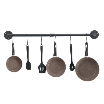 

Kitchen Hanging Organizer Pot Lid Utensil Holder Wrought iron Wall Mounted Pots Pans Coffee Mug Rack for Home