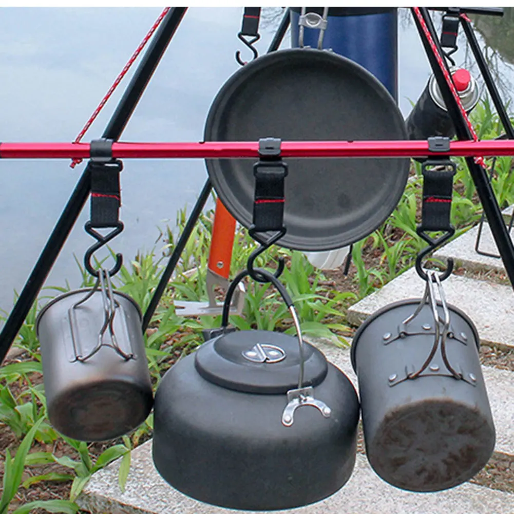 

5Pcs Outdoor Cookware Hanging Rack Hook Triangular Pot Pan Lamp Holder Hook Nylon Hook for Camping Hiking Tent Accessories