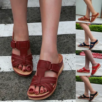 

Women's Summer Open Toe Comfy Sandals Super Soft Premium Orthopedic Low Heels Walking Sandals Corrector Cusion Sport Shoes