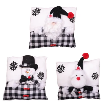 

New Christmas Pillow Black And White Plaid Elk Snowman Pillow-Deer Christmas decoration pillow practical home accessories
