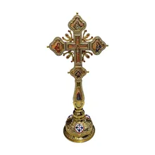 krzyż duży chrześcijańskie krzyżyk okładka książki ikona prawosławna krzyże na ściane Stop pozłacany kryształ do modlitwy kościelnej z pudełkiem prawosławna ceremonia religijna ręka trzymaj krzyż błogosławieństwo krzyż