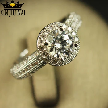 

Super shiny diamond Men's classic Crystal Round Shaped Wedding Rings Women's Zircon Glamour Jewelry Simulated Zircon Jewelry