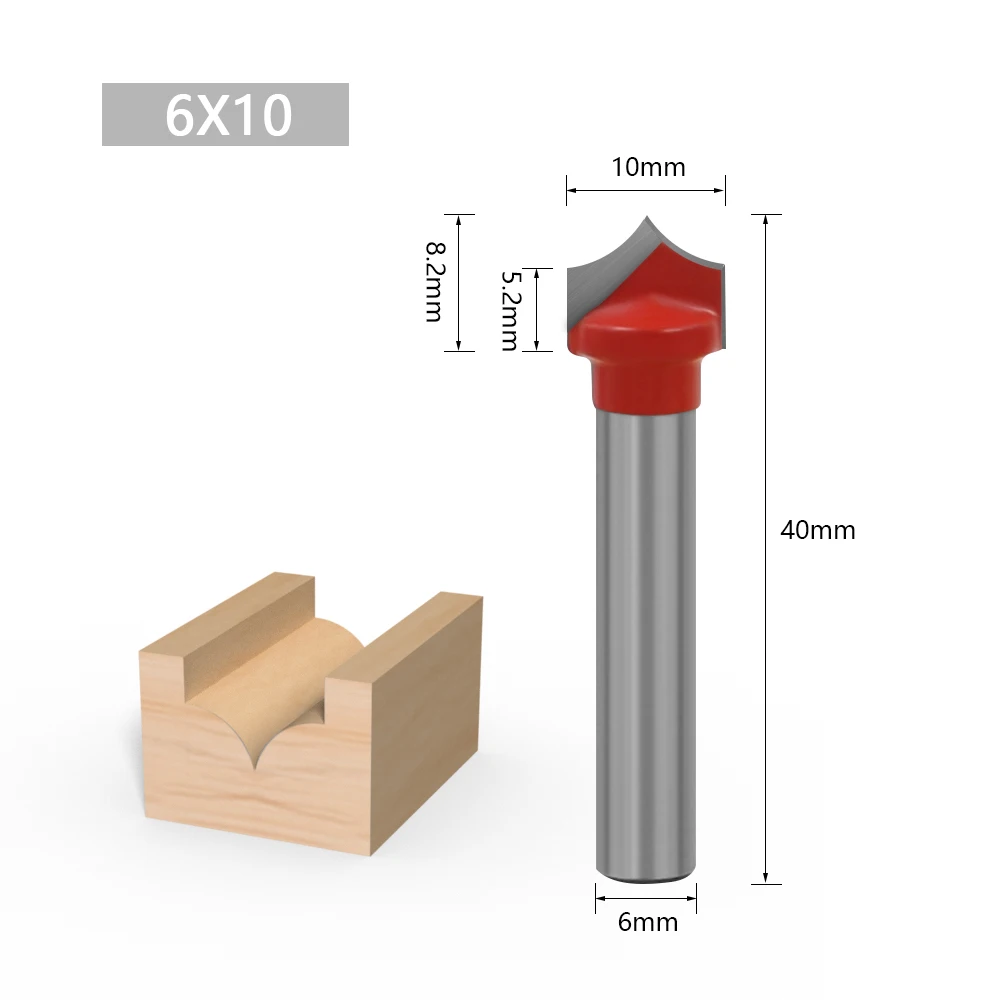 LA VIE 1pc 6mm Shank CNC Round Nose Bits Round Point Cut Bit Shaker Sharp Cutter Solid Carbide Tools for Woodworking MC06006