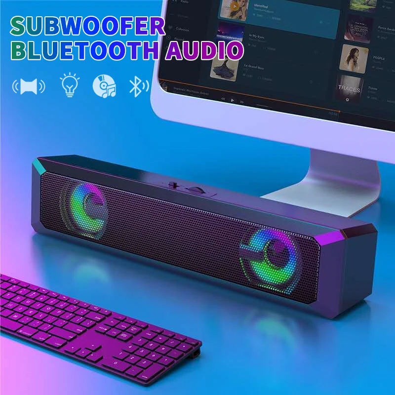 

A4A4 Wired Speaker Player USB Bluetooth Speaker/Wired Speaker Stereo Subwoofer Colorful LED Light Speaker Bluetooth Speaker