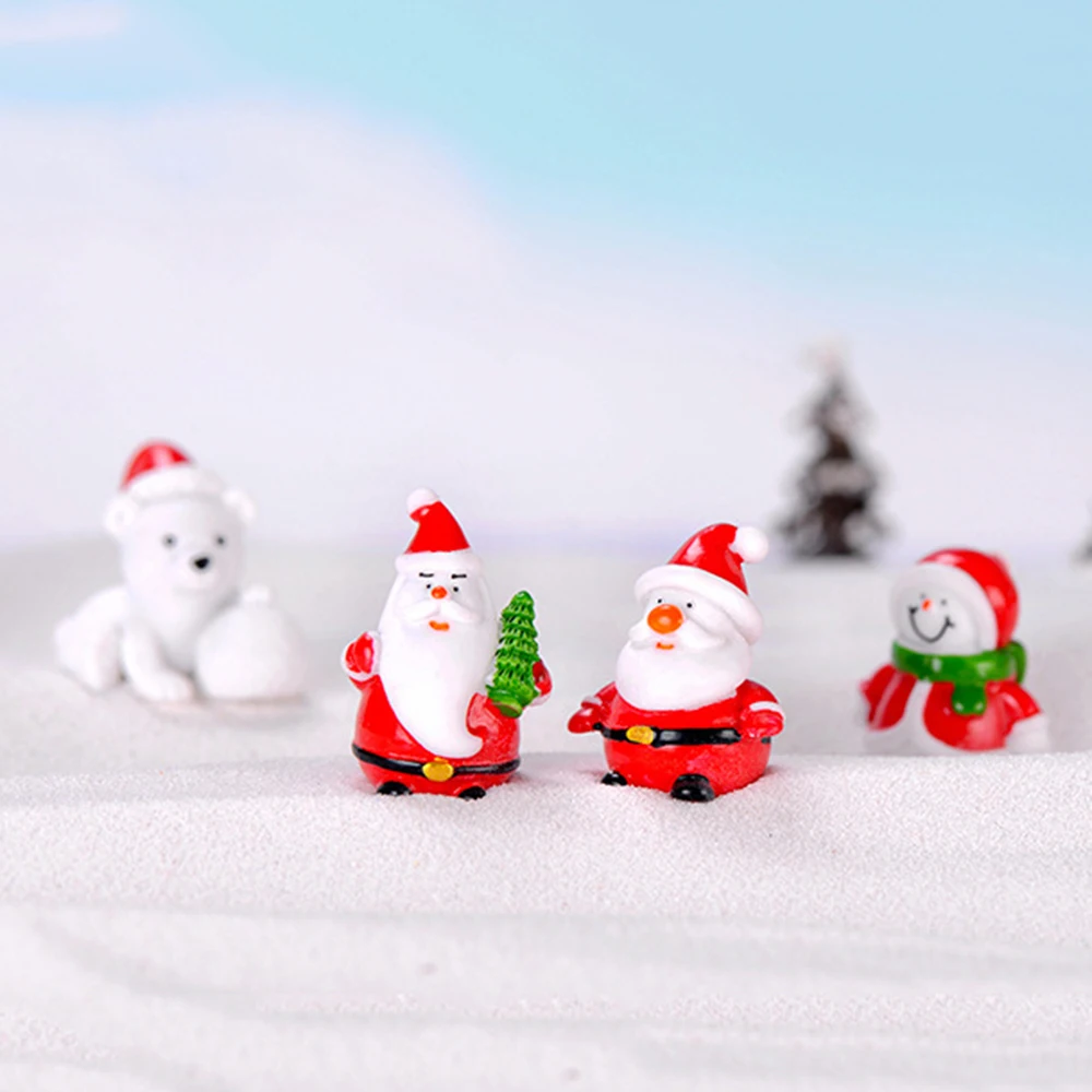 1 шт. подарок Кукольный дом, игрушки бонсай Рождественский Декор микро пейзаж Санта Клаус фигурки, миниатюры снеговик DIY декорации аксессуары