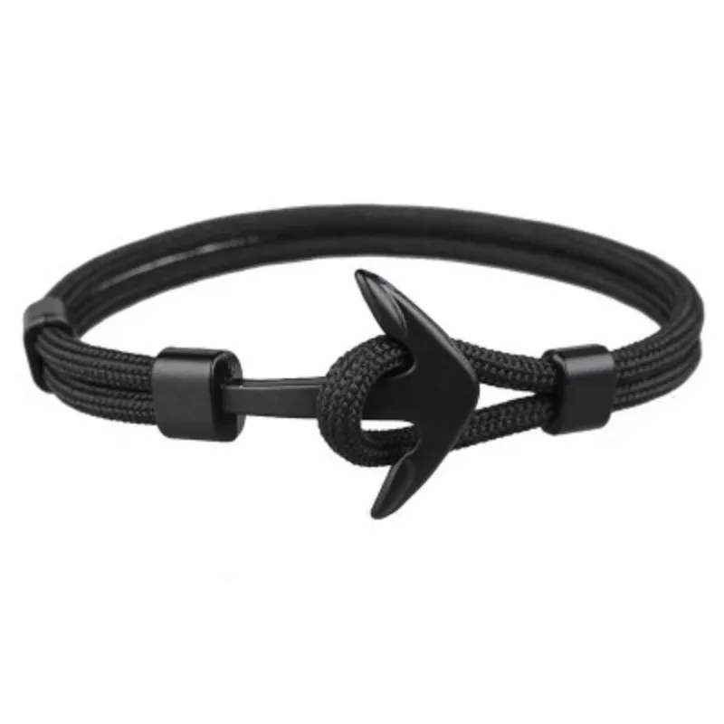 Мужские браслеты pulsera hombre модные черного цвета с якорем мужской браслет