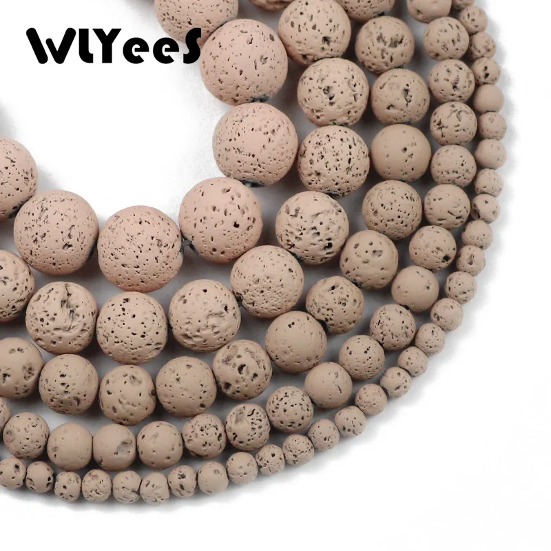 WLYeeS шампанское бусины из вулканического камня натуральная лава гематит круглые